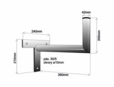 Držák antény na zeď, tvar T, galvanický zinek, délka 35cm