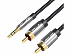 Vention BCFBF audio kabel 1 m 3.5mm 2 x RCA Hliník, Černá