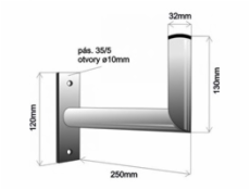 Držák antény na zeď, galvanický zinek, délka 25cm, průměr 3,2mm