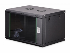 Digitus Cabinet Jednodílná nástěnná síťová skříň Dynamic 19 7U, 600x450, skleněné dveře, černá, nesestavená, 60 kg