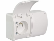 Elektro-Plast Double Socket 2 x 2p+s ip44 bílou s bílou chlopní (61,380)