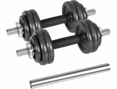 Rebel Active Nastavitelné litinové činky v kufříku s tyčí, sada 15 kg REBEL ACTIVE