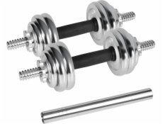 Rebel Active Chromované, nastavitelné litinové činky v přepravním pouzdře s tyčí, sada 15 kg REBEL ACTIVE