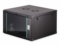 Digitus Dynamická 19  nástěnná síťová rozvaděčová skříň 7U, 385x600x600 mm, skleněné dveře, černá, nesestavená, 60 kg