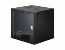 Digitus Dynamická 19  nástěnná síťová rozvaděčová skříň 12U, 607x600x600 mm, skleněné dveře, černá, nesestavená, 60 kg