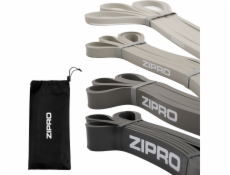 Zipro Posilovací pásy Powerband různé úrovně odporu v sadě 4 kusů v šedé barvě.