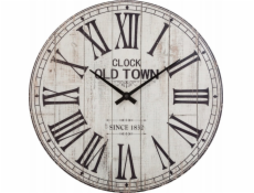 Atmosphera Dřevěné nástěnné hodiny s římskými číslicemi, starožitné, bílé, O 38 cm