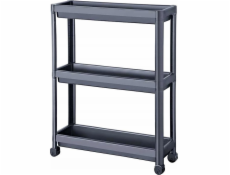 Katex Úzká police na kolečkách, 3 úrovně, Decobella, antracit, délka 54, šířka 18, výška 71