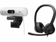Logitech Webkamera Brio 500, bílá (960-001428) + H390 (981-000406)