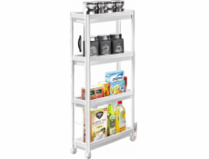 Katex Úzká police na kolečkách, 4 úrovně, Decobella, bílá, délka 54 x šířka 18 x výška 100