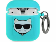 Karl Lagerfeld Ochranný kryt KLA2UCHFL Choupette pro AirPods 1/2 modrý