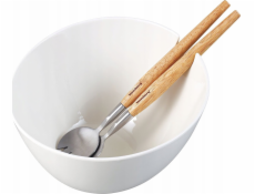 Klausberg PORCELÁNOVÁ MÍSA NA SALÁT 23CM S LŽÍČKY KB-7787 BÍLÁ