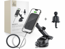 Tech-Protect Bezdrátová nabíječka MM15W-V9 s magnetickým magnetickým držákem MagSafe na palubní desku a větrací otvor do auta, 15W, černá