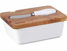 Klausberg KB-7785 BÍLÁ PORCELANOVÁ MISKA NA MÁSLO S NŮŽEM