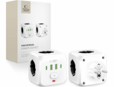 Tech-Protect NAPÁJECÍ ZÁSUVKA PCL3X4, 2 USB A 2 TYPE-C A 3 ZÁSUVKY, BÍLÁ