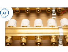 Perfexim Mosazný rozdělovač 5 okruhů PHA-107 5-okruhový PN6 s rotametry, regulačními ventily a niplemi, pro plošné vytápění [1/1]