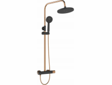 Invena Sprchový systém MOONLIGHT: dešťová a ruční sprcha, směšovací baterie, černá se zlatými detaily