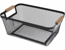 Storage Solutions Kovový koš s dřevěnými rukojeťmi, 35,5 x 23 x 16 cm