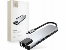 Baseus Adaptér TECH-PROTECT HB02 HUB 6v1 TYPE-C + USB 2.0 + USB 3.0 + HDMI 4K 30HZ + RJ45 + PD100W vesmírně šedá