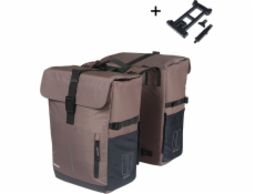 Basil DVOJITÁ KOLOVÁ TAŠKA MOVE, MIK s montážním adaptérem, 30 l, vodotěsná, hnědá (NOVINKA 2025)