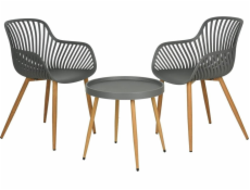 ProGarden Sada balkonového nábytku, stůl a 2 židle, šedá