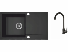 Laveo AQ.901-1019501 / AQUAFORM / SADA MARANELLO / MONO DŘEZ Z ČERNÉ ŽULY 44X76CM, 1K+OC, BATERIE, SIFON /