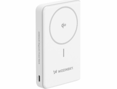 Wozinsky Powerbanka WLWP-10KA0Y3WS 22,5W PD Qi2 10000 mAh, se stojánkem, 1x USB-A, 1x USB-C - bílá