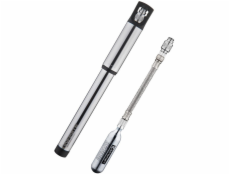 BIRZMAN Infinite Road s CO2 ruční pumpou (Presta/Schrader), 160psi/11bar, délka 255mm, CNC, stříbrná, CO2 kartuše 2x16g (NOVÉ)