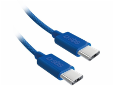 SBS Mobile SBS TECABLETISSUETCCB USB-C - USB-C 1,5m 60W opletený kabel - modrý