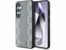 DKNY kožené pouzdro MagSafe s kostkovaným vzorem pro Samsung Galaxy S25 taupe