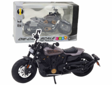 LeanToys Chopper Motorka Kovová světla Zvuky Černá Šedá Prvky 1:12