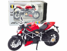 LeanToys Sportovní motocykl Kovová světla Zvuky Stříbrné prvky Červená 1:12