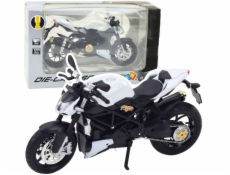 LeanToys Sportovní motocykl Kovová světla Zvuky Bílá 1:12