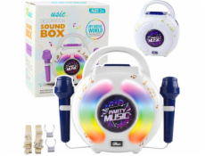 LeanToys Karaoke sada se dvěma mikrofony, Bluetooth reproduktorem, nahráváním MP3, LED, LEAN Toys