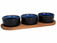 Secret de Gourmet Kameninový podnos na svačinu s miskami, 29 x 10 cm