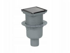 WINKIEL Nastavitelný vtok odpadní vody Alfaspot s rovným výtokem fi 50 mm s límcem s nerezovým rámem a oboustrannou mřížkou 100x100 mm 2858