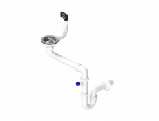 Tycner Sifon dřezu Instadrain fi 90 mm trubkový, 1komorový, prostorově úsporný, s vývodem pro pračku/myčku 2656