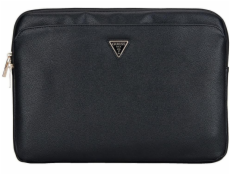 Guess Kabelka Sleeve 14 Grained Zip Pocket Triangle Logo černá