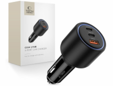 Tech-Protect Autonabíječka CC04 se 3 porty PD175W, černá