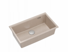 GraniteQ LOGAN 110 dřez perleťově béžový 76x45x23,5 cm 1-dřezová zapuštěná mísa s ručním sifonem nerezová ocel
