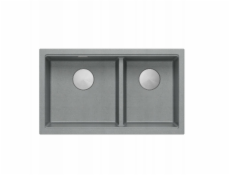 GraniteQ ČTVRÁK | LOGAN 120 | žulový kuchyňský dřez SILVER STONE + OCEL | rozměry: 76 x 45 x 23,5 cm | 2komorová vložka | výška dna skříňky od: 80 cm