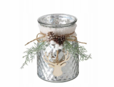 NoName Svícen ze sklenice s dekorací VLK, výška 16 cm