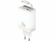 Usams Nabíječka Xiang řady CC296 30W do zásuvky 1x USB-C 1x USB-A + kabel USB-C bílá