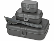 Koziol Svačinový box PASCAL READY, sada 3 nádob a příborů, KOZIOL