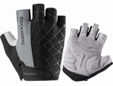 RockBros Cyklistické rukavice bez prstů s rychloupínáním, velikost M, šedé, ROCKBROS