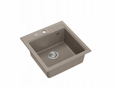 Steiner PETER 110 GraniteQ žulový dřez soft taupe s jedním dřezem/bez (50x52x20) se sifonem a víčkem