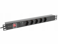 Lanberg 1U 16A 5x SCHUKO 2m černý rackový prodlužovací kabel C14 PDU 19