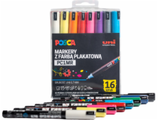 Uni Sada fixů POSCA PC-1MR, 16 barev, plastové balení