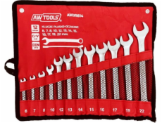 AWTools Sada kombinovaných klíčů 12 kusů, 6 mm-22 mm, matná 6, 7, 8, 10, 12, 13, 14, 15, 16, 17, 19, 22 (AW39814)