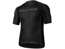 RockBros Cyklistický dres s krátkým rukávem, zapínání na zip, XL - černý